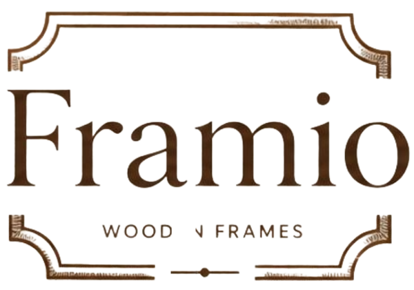 Framio logo with decorative elements on a white background
